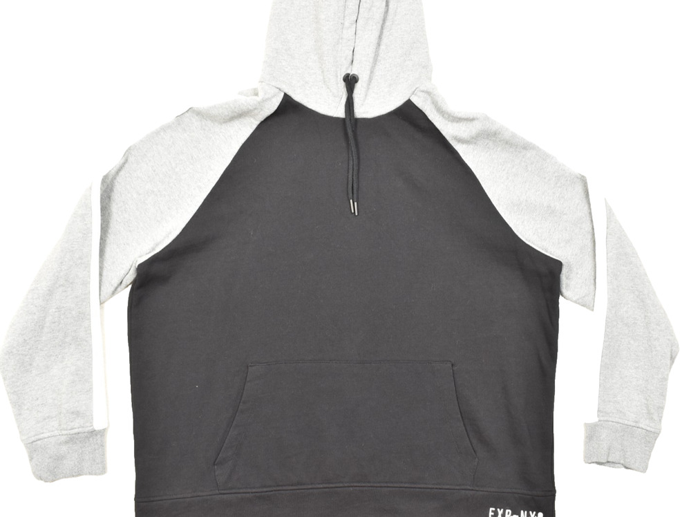 Express EXP-NYC Men's XXL Black Gray Raglan Pullover Hoodie Sweatshirt NWT